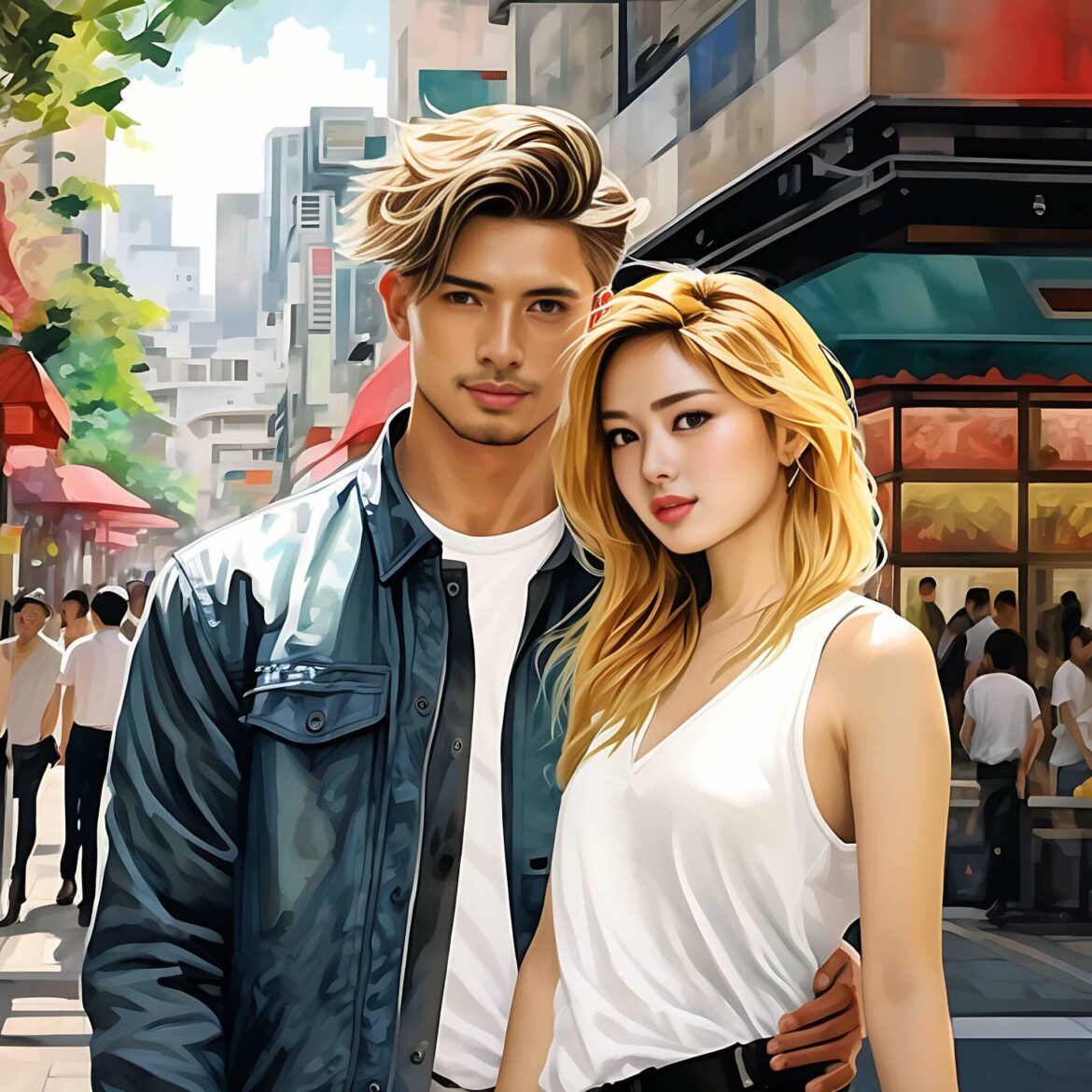 AI生成圖片台灣女生和外國男友